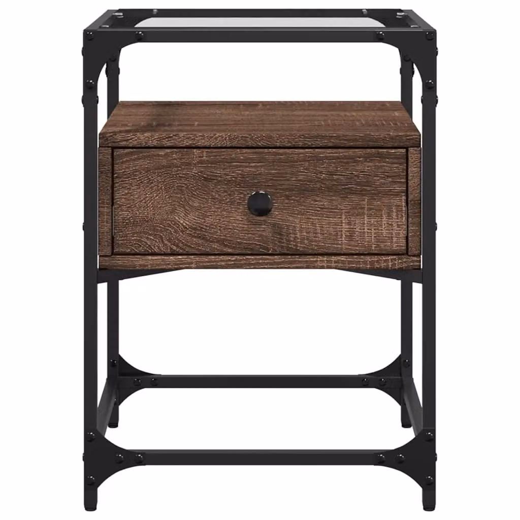 Berkfield Home Set of 2 Classic Bedside Cabinets in Brown Oak, W/D/H: 40 x 40 x 55 cm – 3