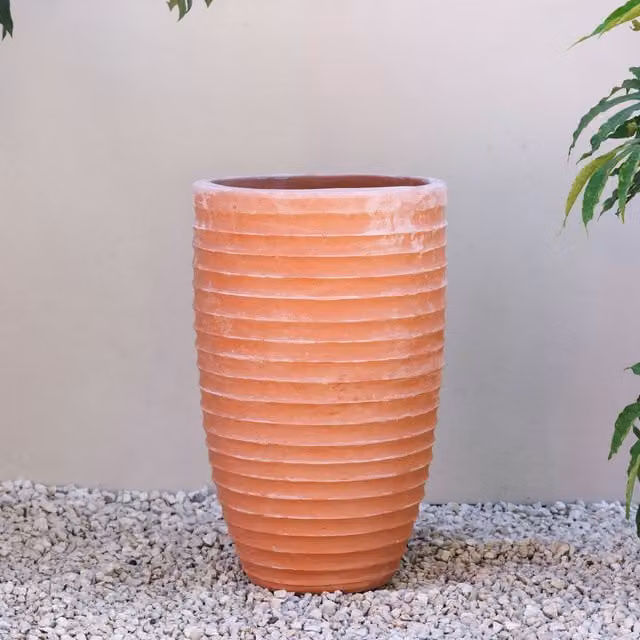 Primrose Terracotta Tapered Cylinder Planter Tub in Orange and Brown, Height: 75 cm – 1