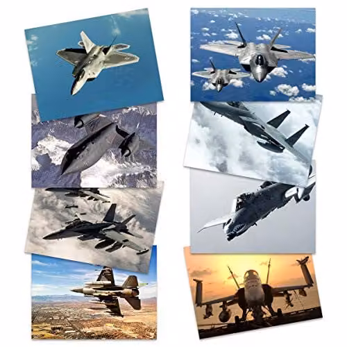 Artery8 Military Fighter Jet Wall Art Poster Pack of 8, Multicolour Paper Posters