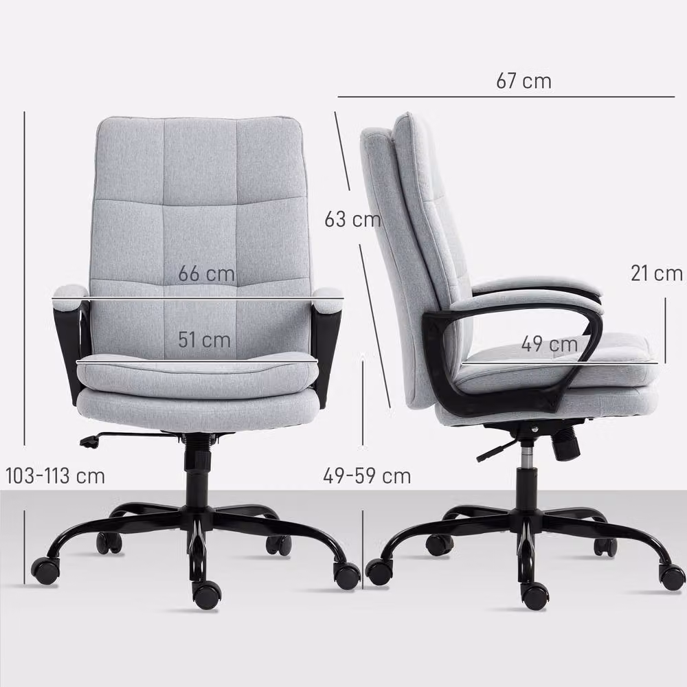 STILVORA Grey Linen High Back Task Chair for Home Office – 3
