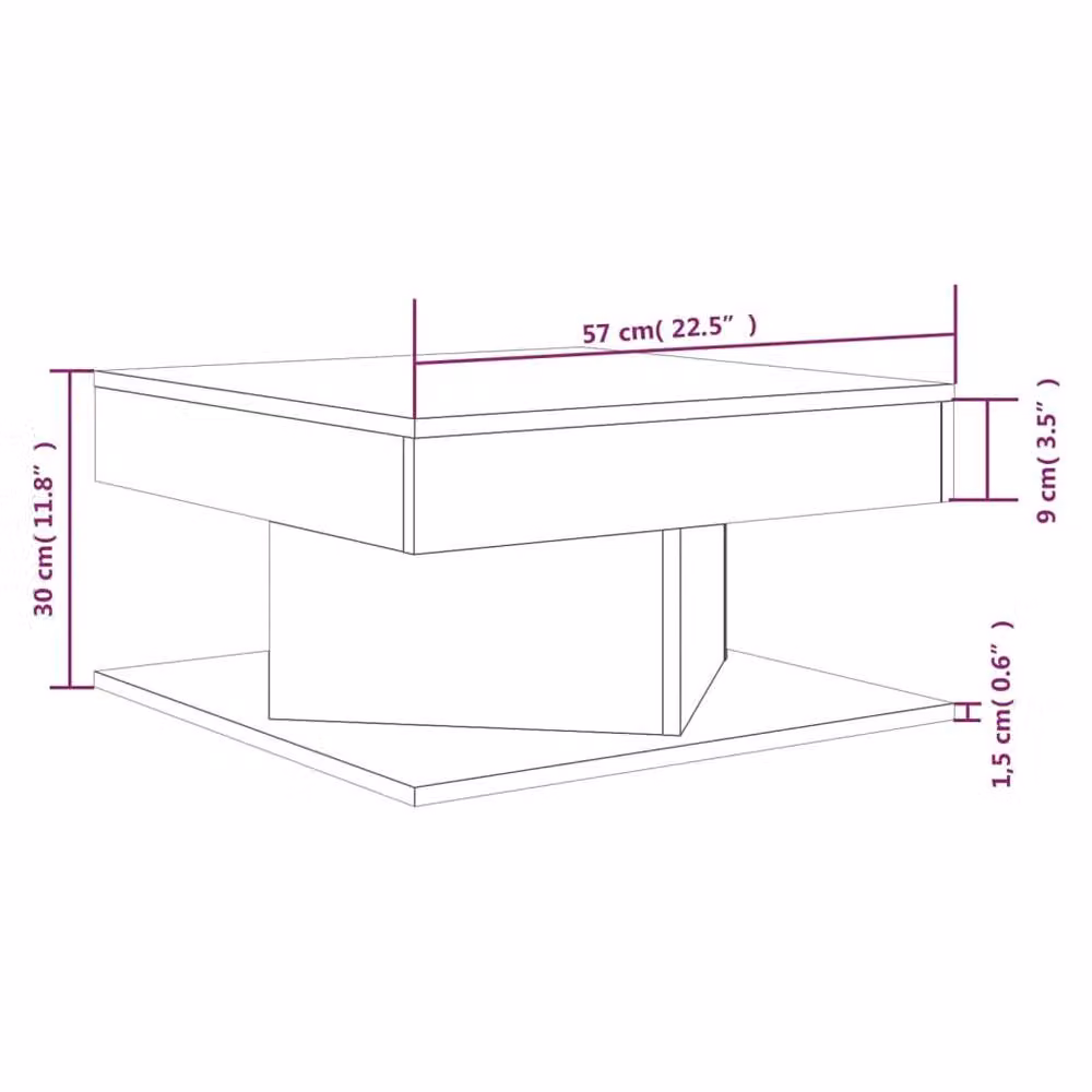 Berkfield Home Decorative Coffee Table in Grey Sonoma, W/D/H: 57 x 57 x 30 cm – 3