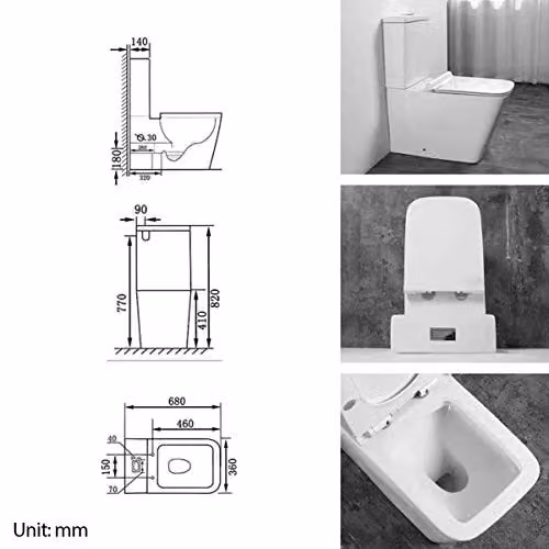 Limoge Medellin Close-Coupled Ceramic Toilet in White with Rimless Design and Soft-Close Seat – 2