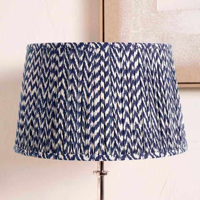 Ruma Blue Chevron Tapered Pleat Fabric Lampshade for Floor Lamps, Diameter: 30.48 cm