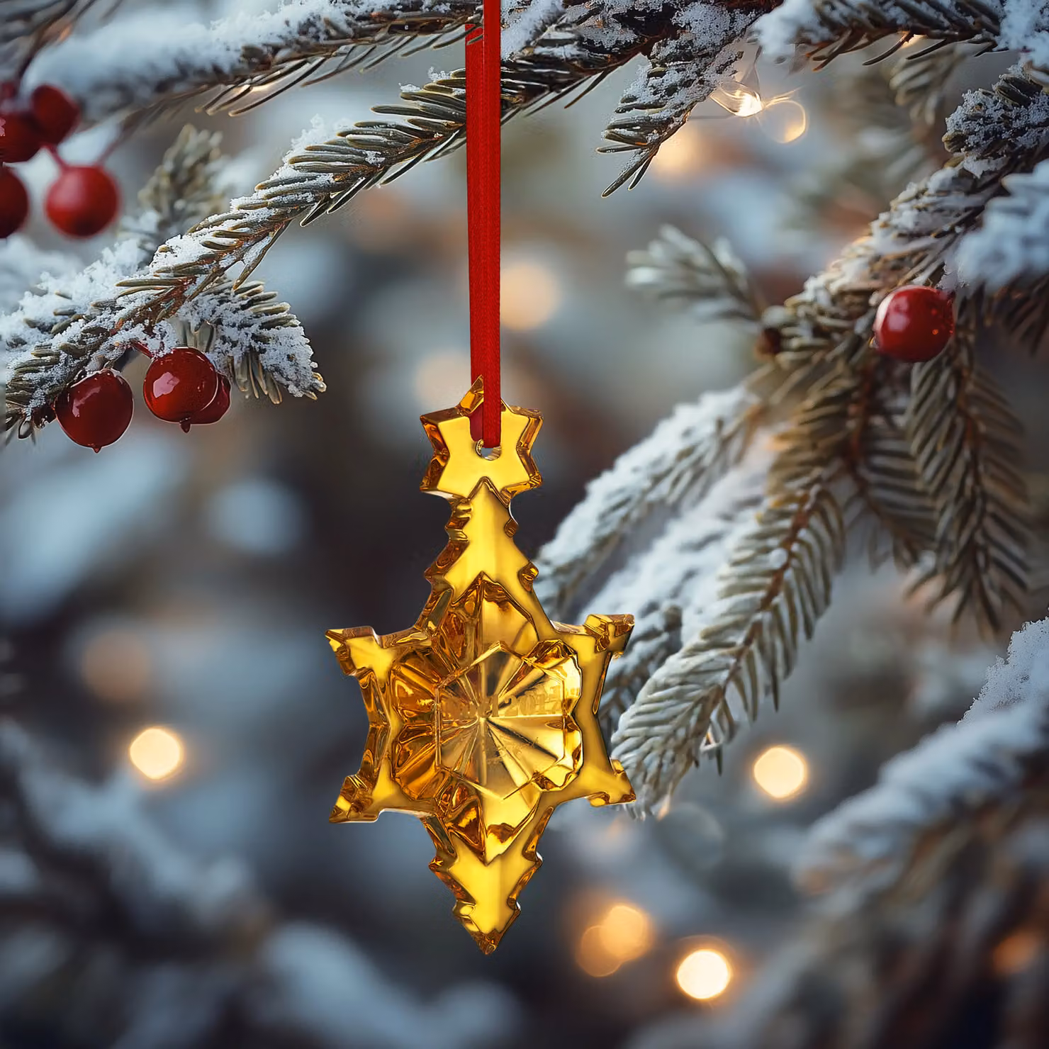 Baccarat Noel Plaquette 017 Crystal Snowflake Annual Christmas Ornament in Gold and Rose Gold – 3