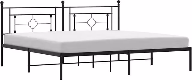 Berkfield Home Metal Bed Frame with Headboard, Black, W: 193 cm, D: 203 cm – 1