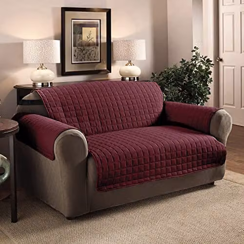 Ashley Mills Water Resistant Quilted Armchair Protector in Burgundy Red Microfibre, W/D/H: 58.42 x 58.42 x 179 cm – 1