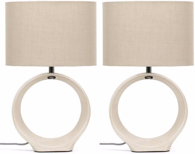 ValueLights Tia Hoop Ceramic Table Lamps, Set of 2, Brown