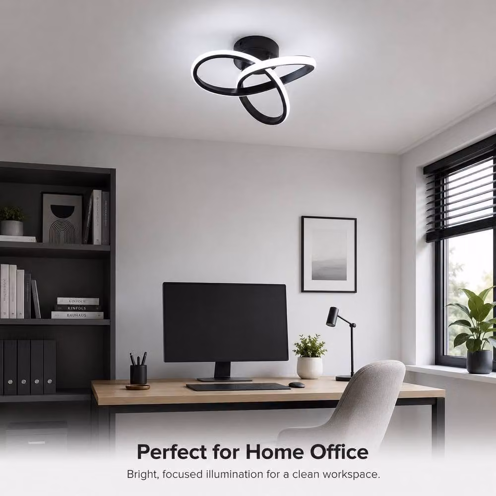 Goeco Modern Flower Design LED Ceiling Light in Black, 6500K Cool White – 3