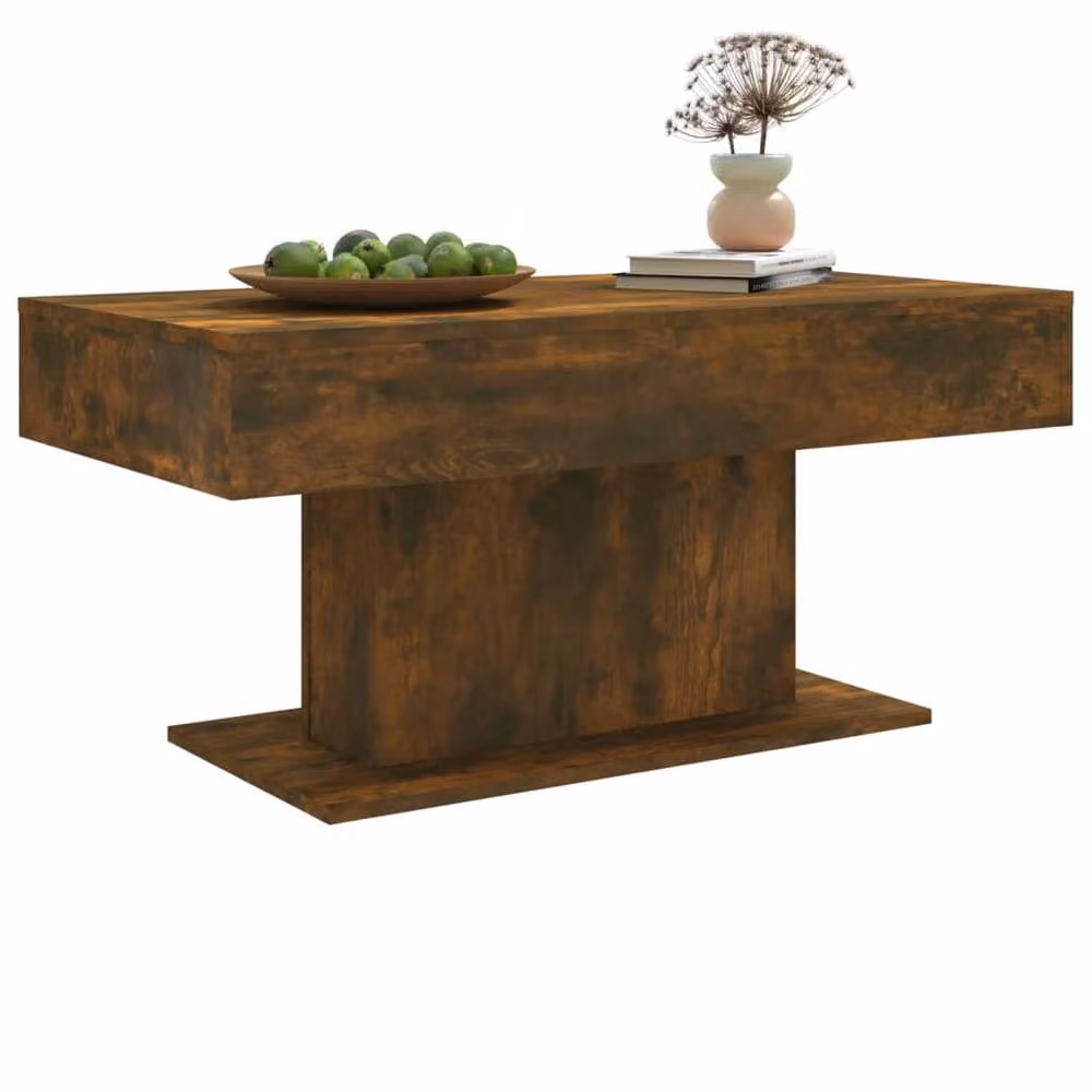 Berkfield Home Smoked Oak Coffee Table in Brown, W/D/H: 96 x 50 x 45 cm – 3