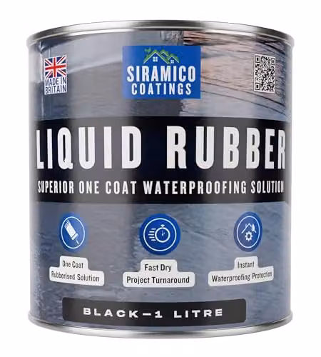 Siramico Coatings Liquid Rubber Roof Coating, Black, 1 Litre
