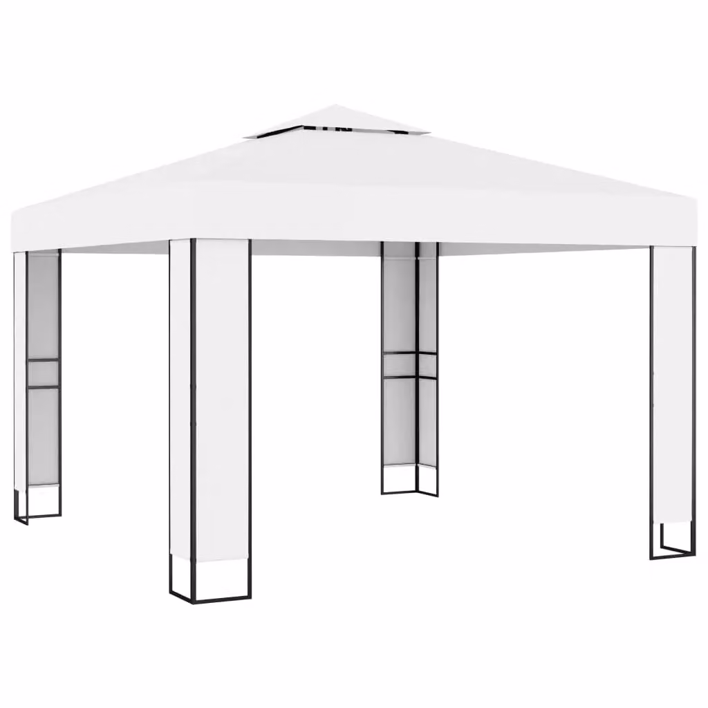 Berkfield Home Double Roof Gazebo in White, W/D/H: 300 x 300 x 273 cm – 2