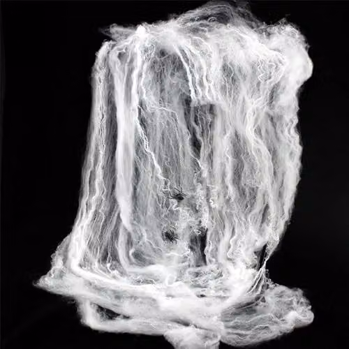 Shatchi 4-Pack White Stretchable Halloween Spider Web Decoration with Spiders – 7