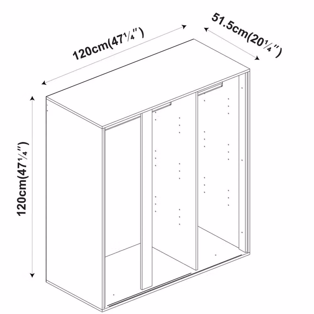 FORGEVIO Oak Wardrobe with Black Hinged Doors and Hanging Rail, W/D/H: 120 x 51.5 x 120 cm – 2
