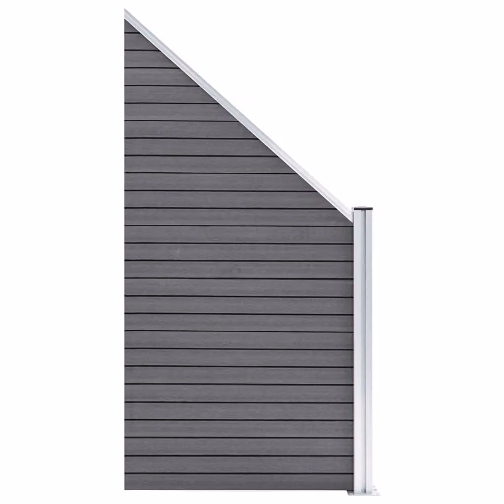 Berkfield Home WPC and Aluminium Fence Set in Grey, 6 Square and 1 Slanted Panels, W: 1138 cm, H: 186 cm – 3