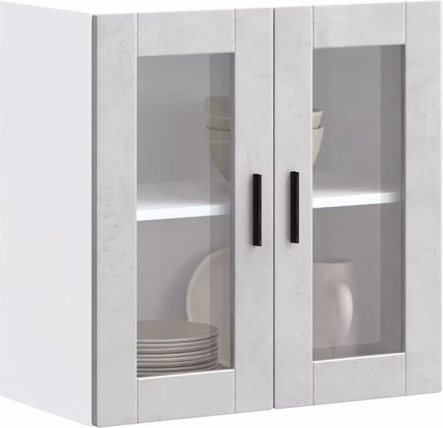 Berkfield Home Porto Modern Kitchen Wall Cabinet with Glass Doors in Matt Grey