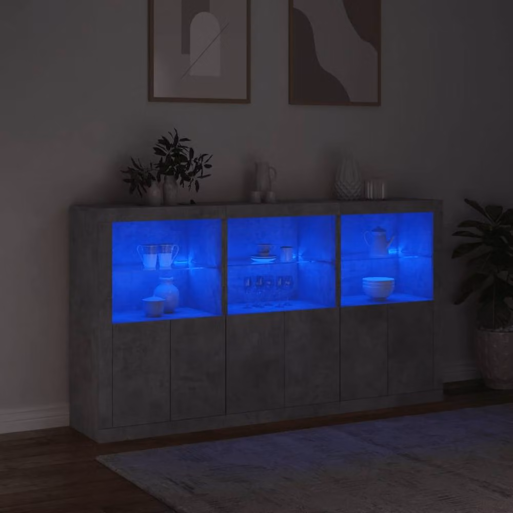 Berkfield Home Modern Sideboard with Integrated LED Lights in Concrete Grey, W: 181.5 cm, D: 37 cm, H: 100 cm – 4