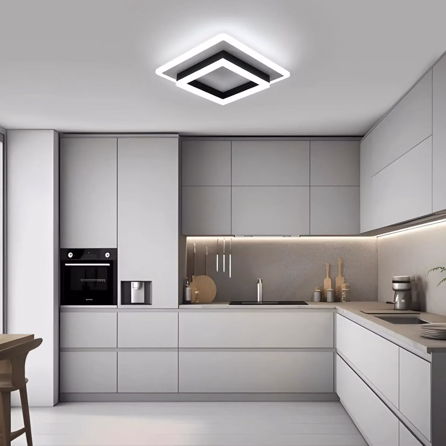 COMELY Modern Square LED Ceiling Light, 30W, 6500K Cool White, Black – 2
