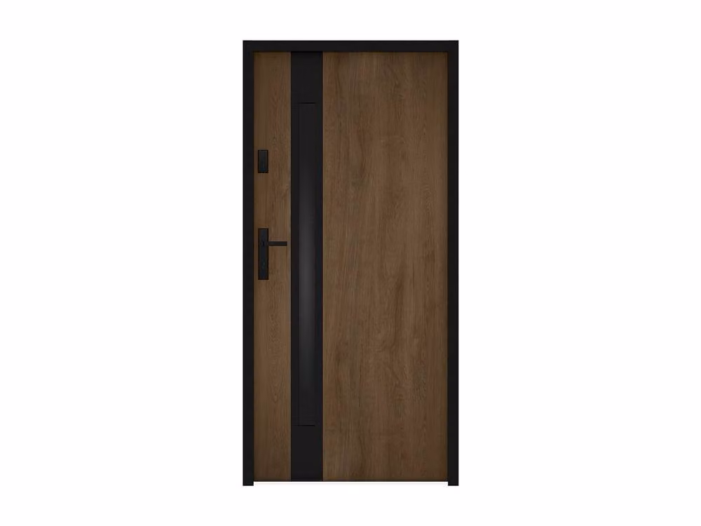 Vente-unique Modern Steel and Stainless Steel Front Door with Smoked Glass Insert, Black/Anthracite, H: 207 cm, W: 100 cm – 2