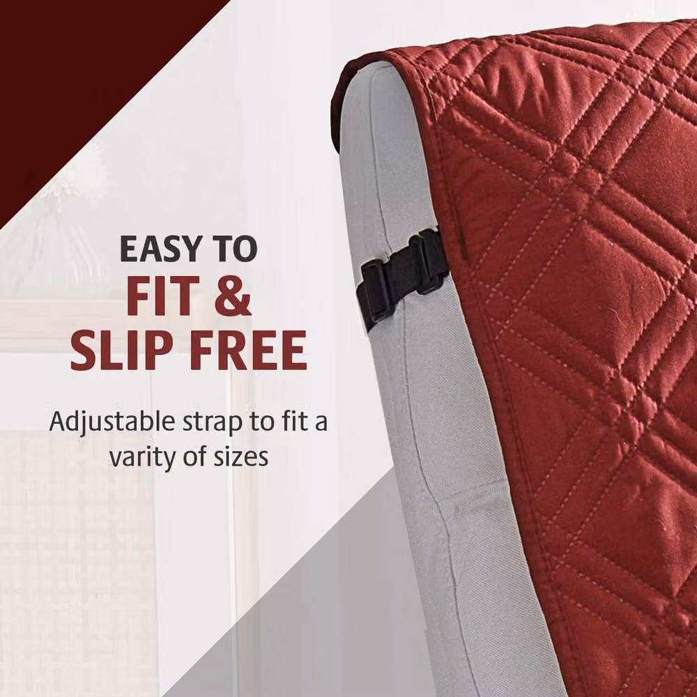 Coopers of Stortford Red Recliner Cover with Armrest Cover, Water Repellent and Stain Resistant Non-Slip Design – 3