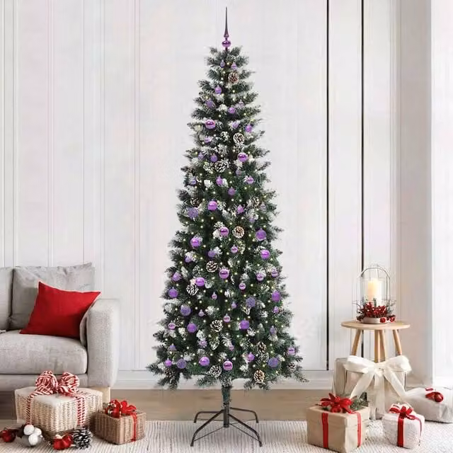 Berkfield Home Artificial Christmas Tree with 300 LEDs, Green, W/D/H: 96 x 96 x 240 cm