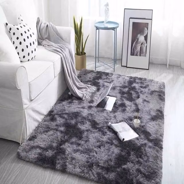 PAWNORA Large Shaggy Fluffy Rectangular Rug in Grey, W: 100 cm, L: 160 cm – 1