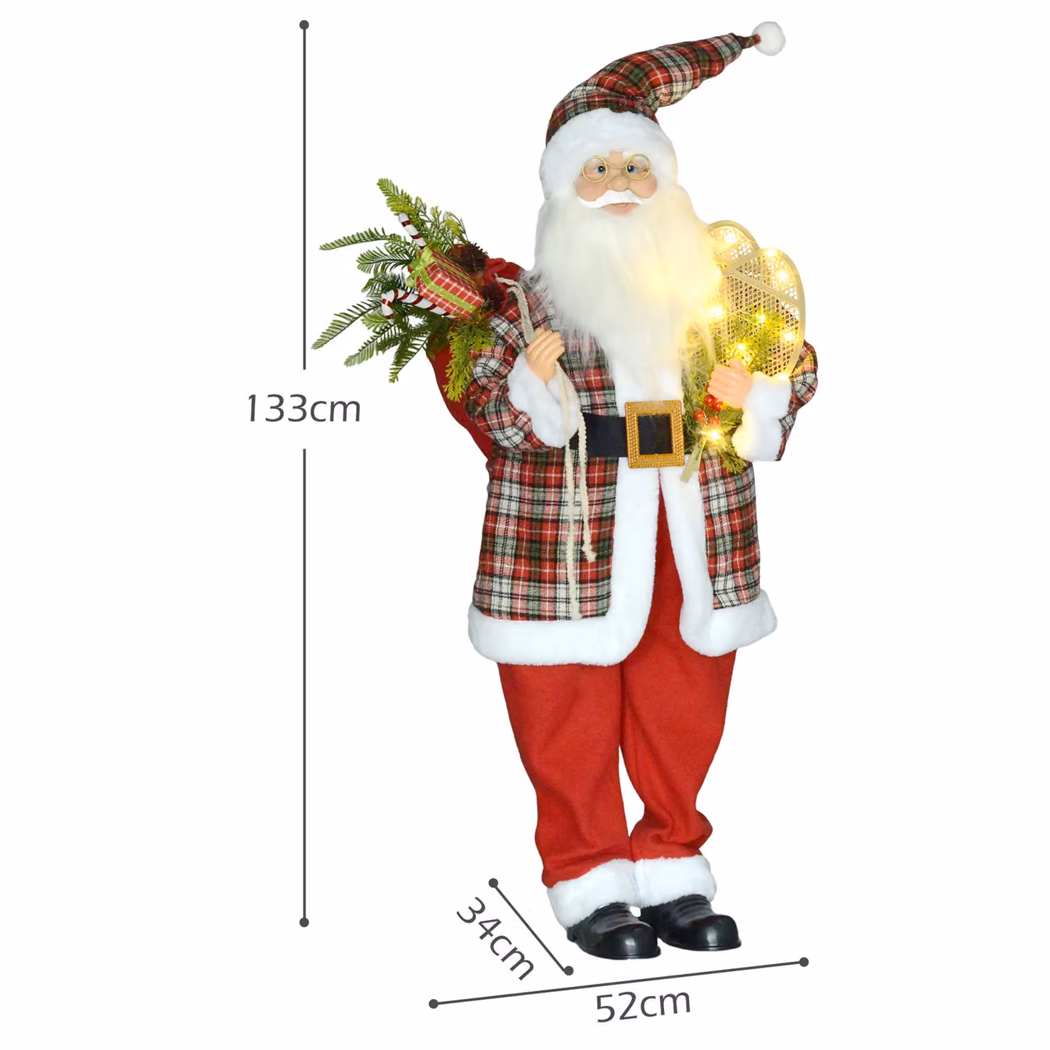 HOMCOM 120cm Animated Santa Claus with Sound Activated Festive Music in Red, Green and Multicolour – 3