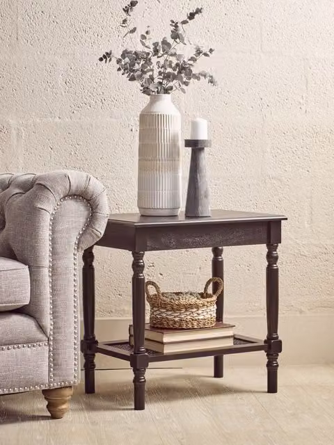 Orsina Heritage Black Wood Side Table W/D/H: 60 x 40 x 60 cm