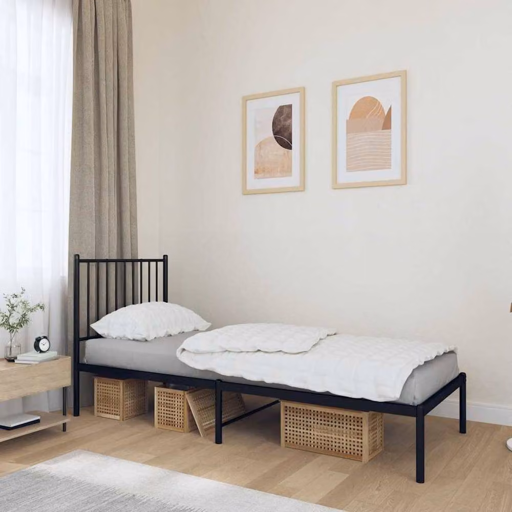 Berkfield Home Metal Bed Frame with Headboard in Black, W/D/H: 80 x 200 cm – 2