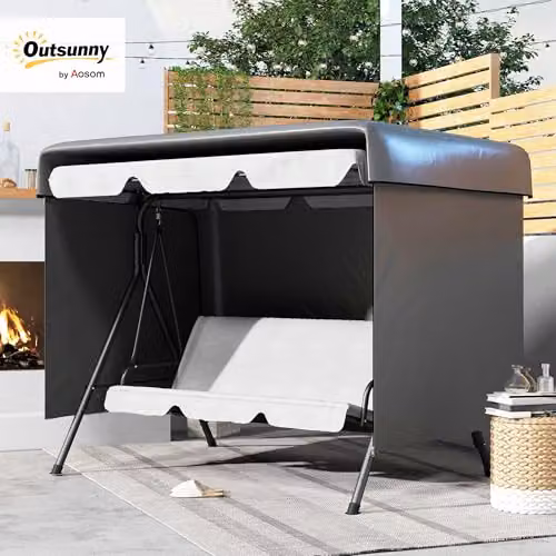Outsunny 3 Seater Patio Swing Chair Bench Cover, Dark Grey, W: 155 cm, D: 215 cm, H: 150 cm – 2