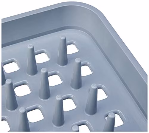 Addis Eco Draining Dish Plate Rack with Pegs and Cup Holder, Light Grey, W: 33.5 cm, D: 38 cm, H: 5 cm – 2