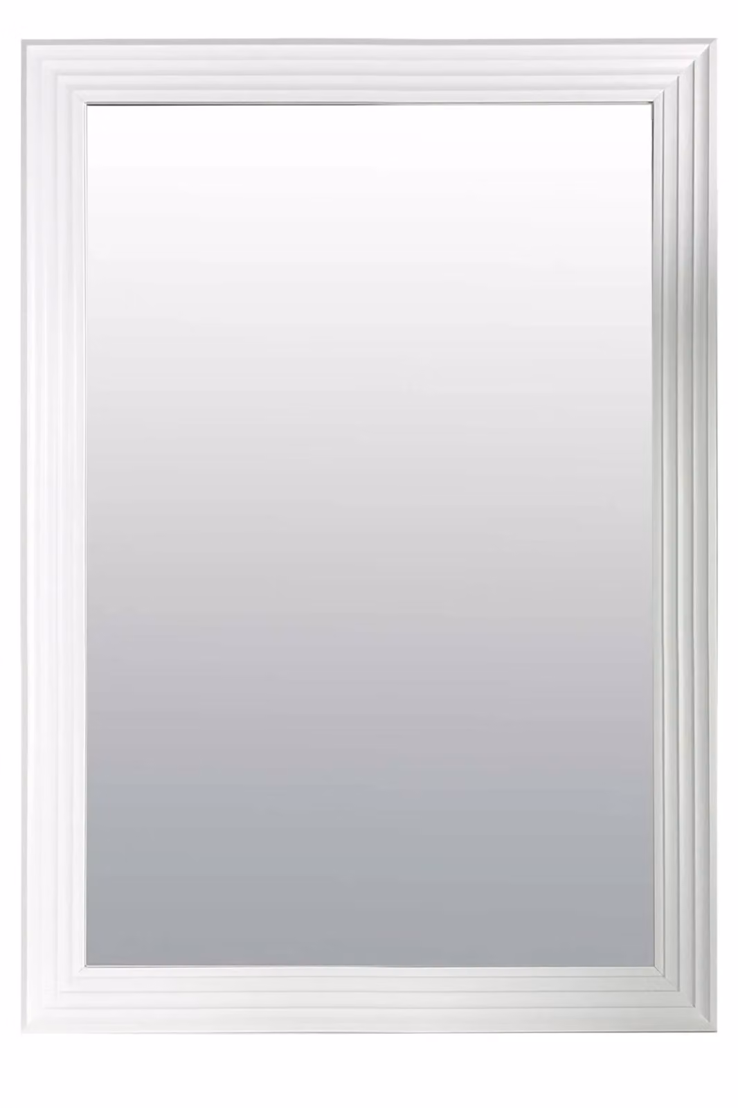 MirrorOutlet Modern Layered Rectangular Wall Mirror in White, H: 167.2 cm x W: 106.0 cm – 2