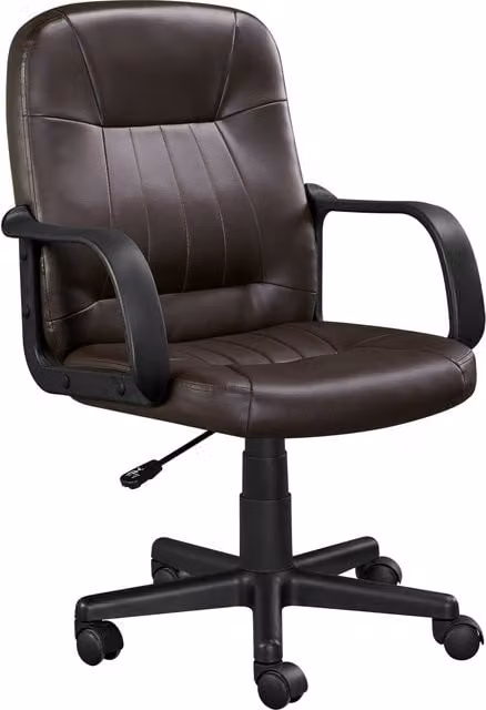 Yaheetech Brown Synthetic Leather Swivel Task Chair with Armrests for Home Office