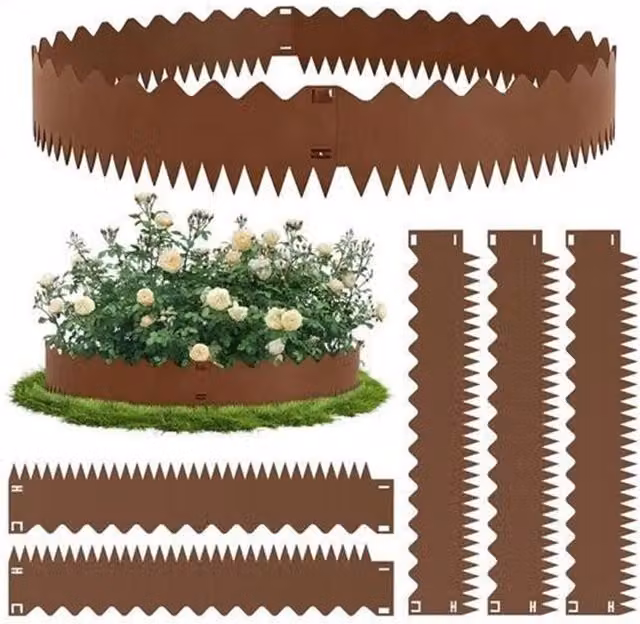 SPETLEK Corten Steel Metal Lawn Edging, Brown, 5 Metre Roll