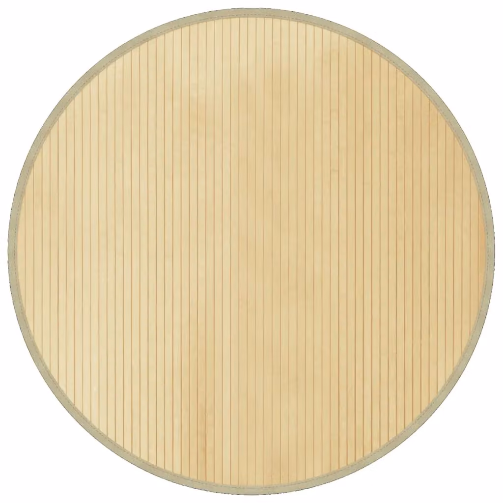 Berkfield Home Round Bamboo Rug in Beige, Diameter: 100 cm – 2
