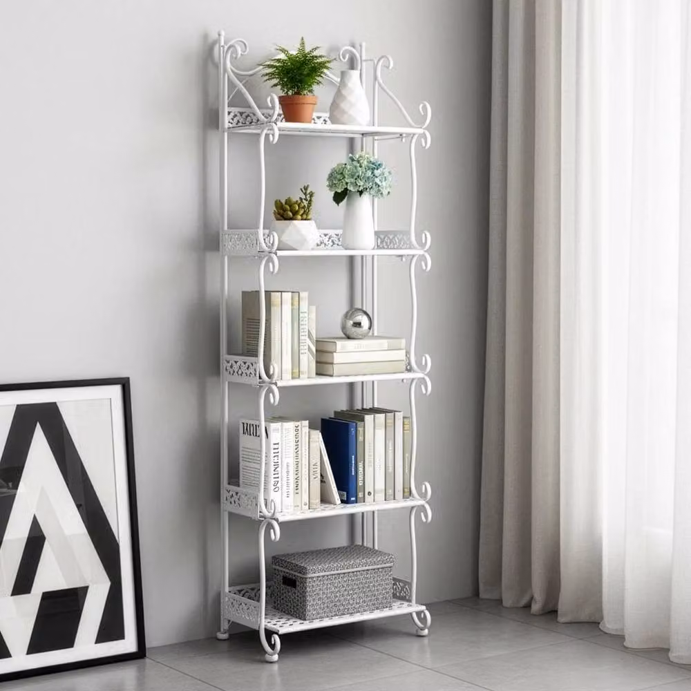 Havendro 5 Tier Folding Metal Plant Shelf in White – 3