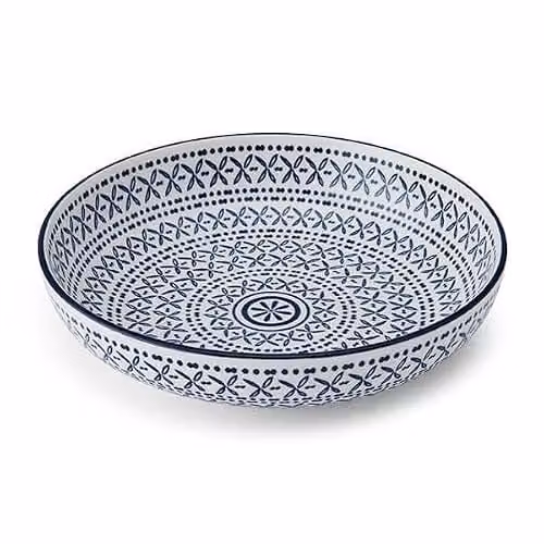 Mikasa Blue Mediterranean Glazed Stoneware Pasta Bowl, 21 cm – 1