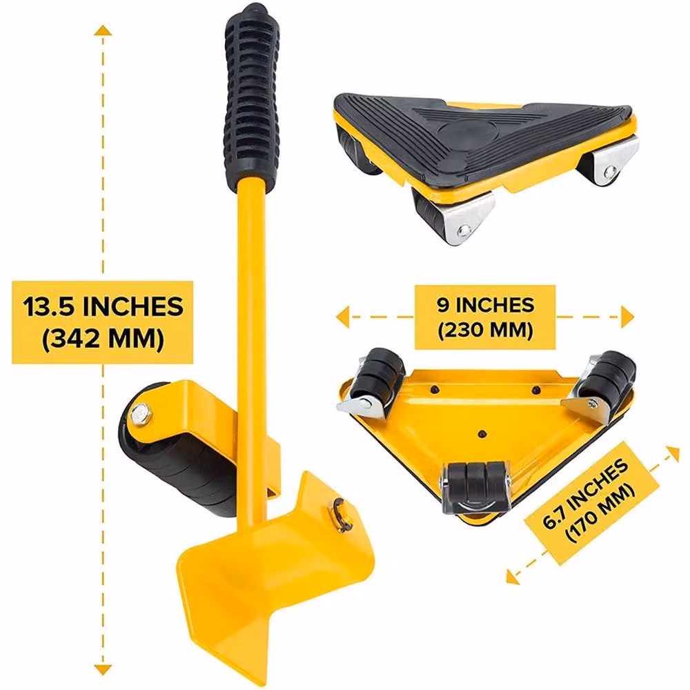 SPETLEK Furniture Lifter Shifter Roller Wheels Moving Tools Kit in Yellow and Black – 2