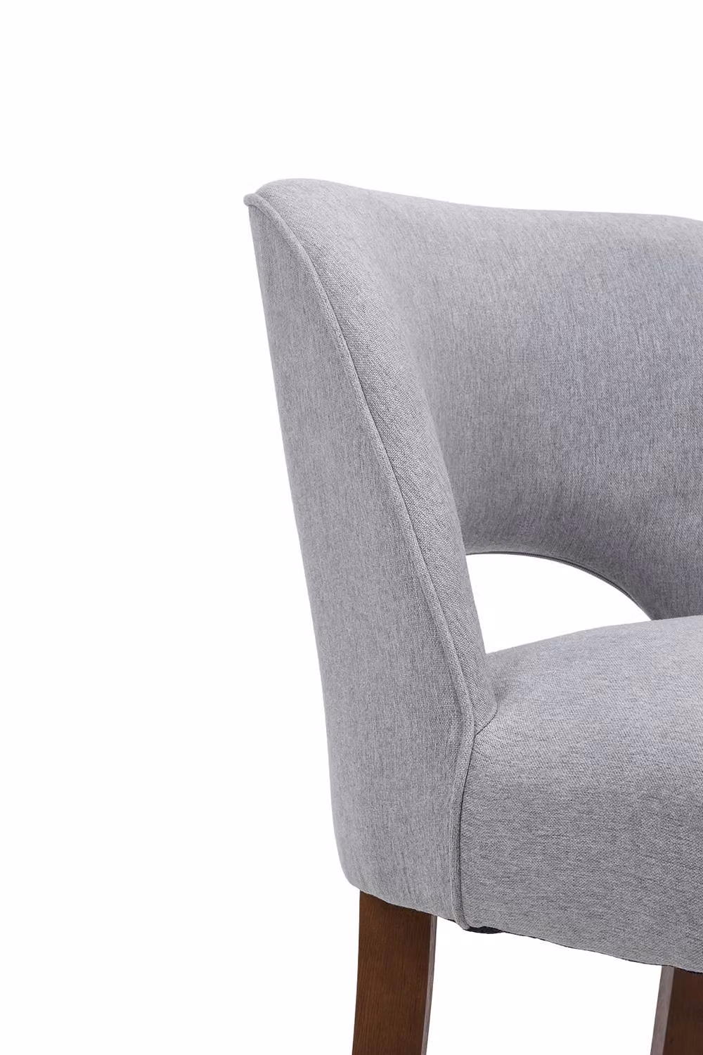 Living and Home Set of 2 Grey Chenille Upholstered Scandinavian Dining Chairs with Oak Wood Legs – 2