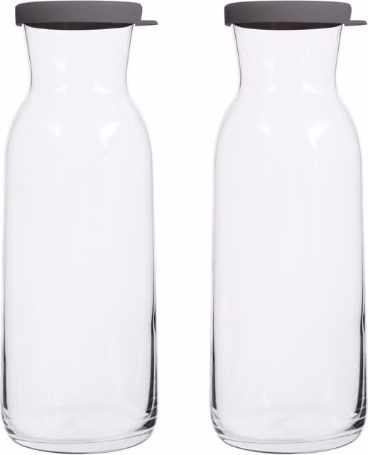 LAV Fonte Glass Carafes with Lids, Grey, 1.2 l, Pack of 2