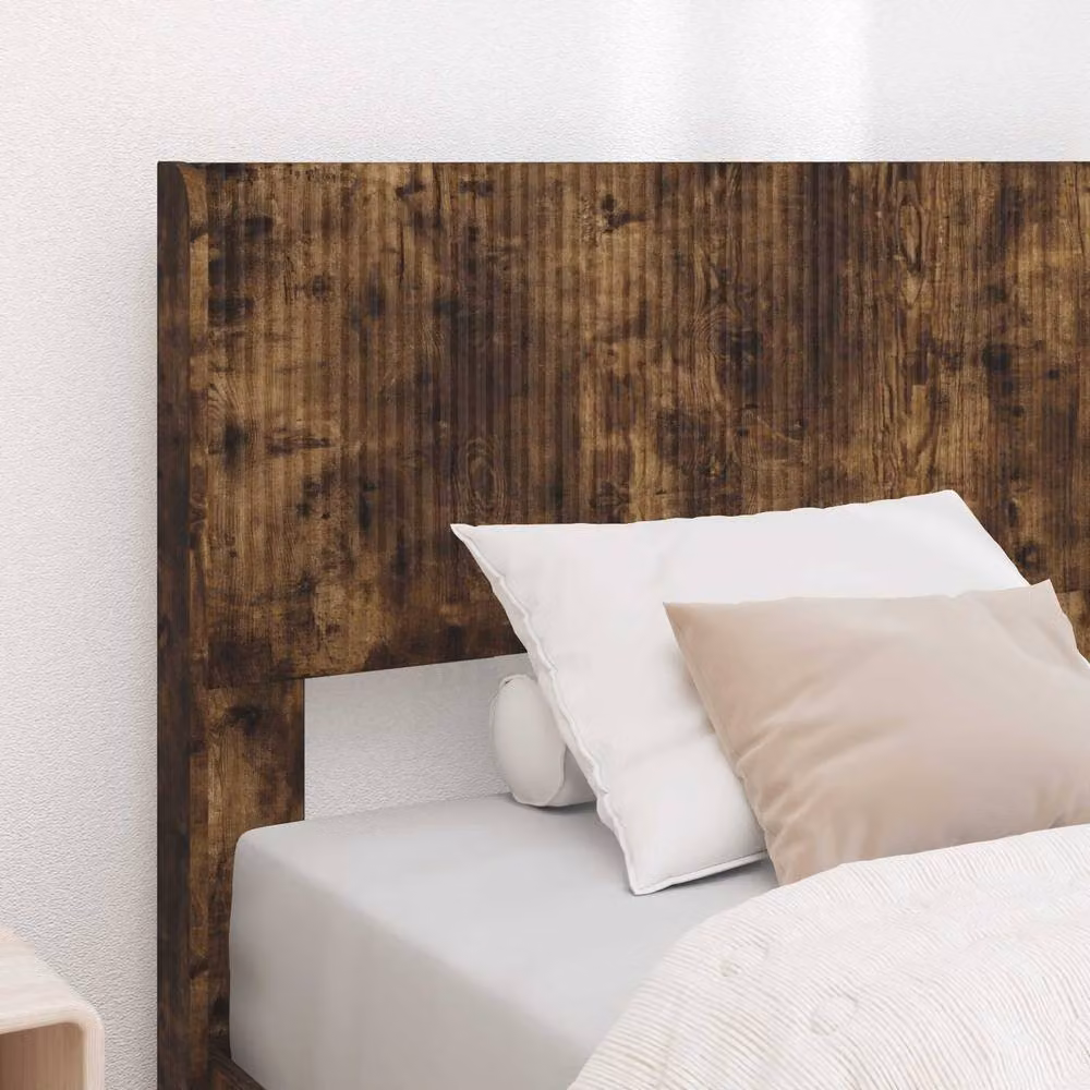 Berkfield Home Modern Bed Frame with Headboard and Side Compartment Storage, Smoked Oak, Brown, W: 100 cm, L: 200 cm – 3