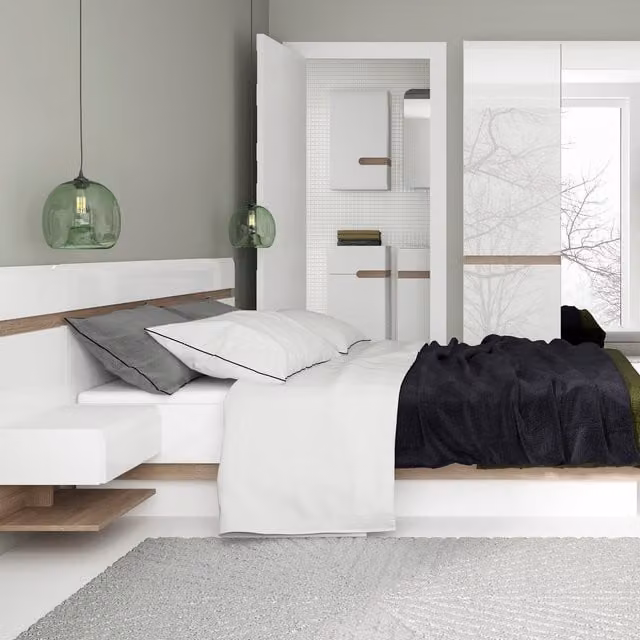 Jonas & James Leece Three Door Wardrobe in White with Oak Trim and Mirror