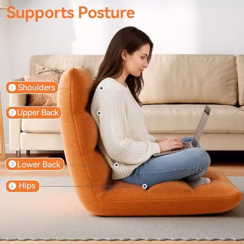 MCC Direct Adjustable Multi-Position Folding Floor Chair in Orange – 4