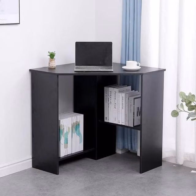 FORGEVIO Black Corner Computer Desk for Home Office and Gaming – 1