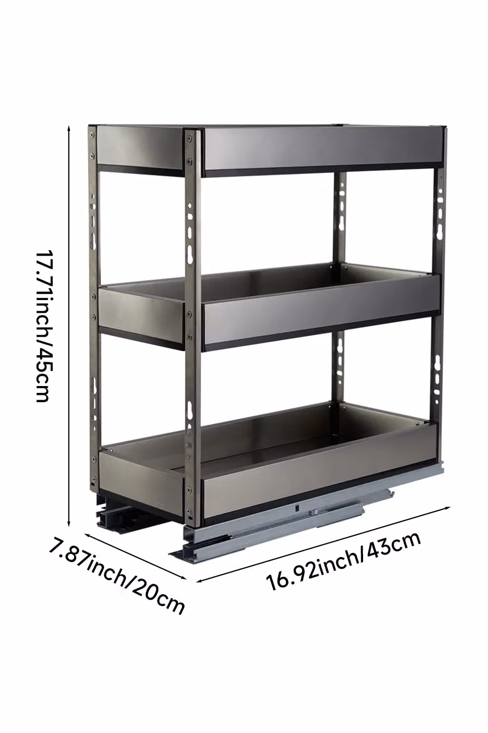 Living and Home 3-Tier Kitchen Cabinet Pull Out Drawer Storage Organiser, Black, Width: 43 cm – 4