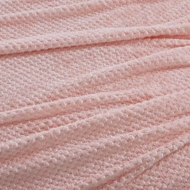 OHS Luxury Large Waffle Honeycomb Mink Throw in Pink, W/D/H: 200 x 240 cm