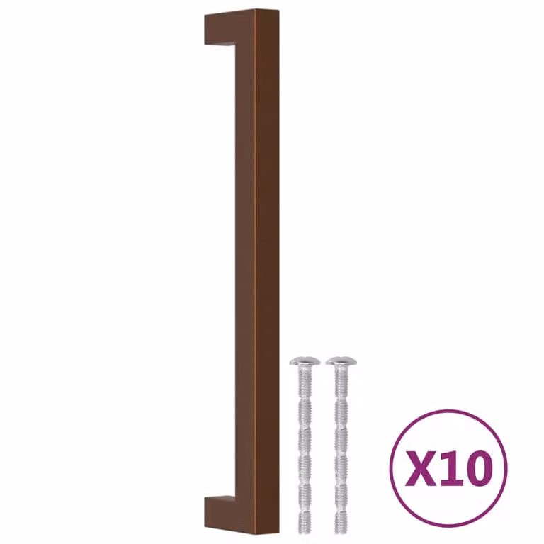 Berkfield Home Bronze Stainless Steel Bar Cabinet Handles, 10 Pack, Brown, Length: 192 mm