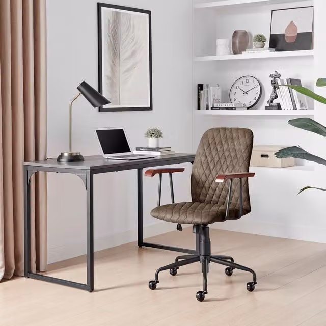 FurnitureboxUK Apres Warm Grey Faux Leather Executive Swivel Office Chair – 1