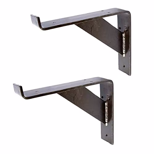 Hammer and Tongs Gallows Style Scaffold Iron Shelf Brackets, Pack of 2, Grey and Black, Depth: 24 cm – 1