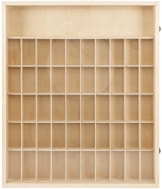Nordara Wooden 60 Grid Display Case for 1/64 Diecast Toy Cars in Natural Brown