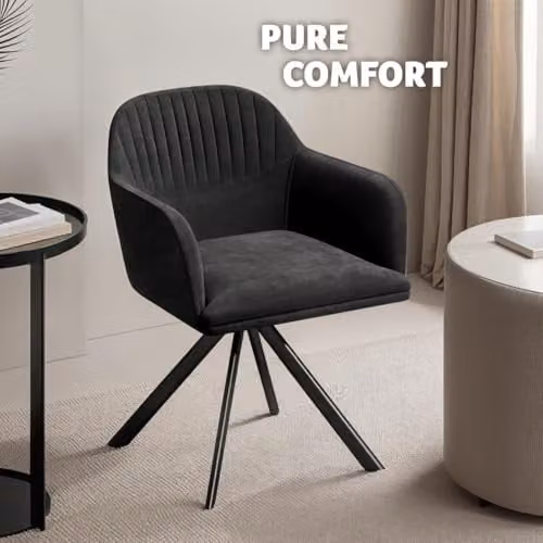 tectake Set of 2 Lona Armchairs in Black – 9